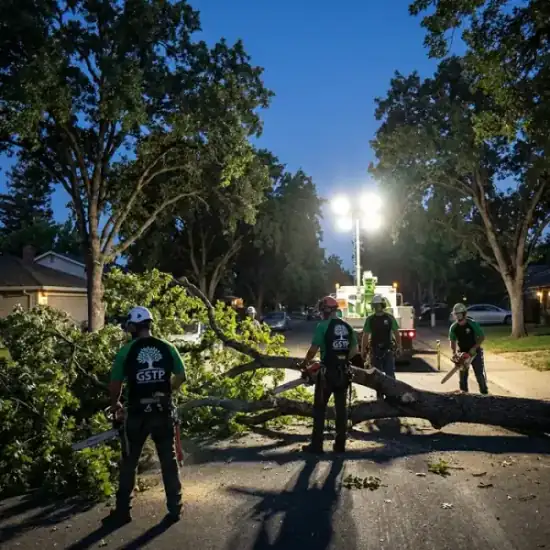 Emergency night tree removal in Raleigh after a storm